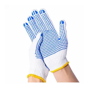 Vendita calda guanti di cotone naturale PVC bianco punti sicurezza lavoro