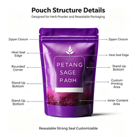 Sachet Doypack Qualité Alimentaire avec Fermeture Éclair, Impression Personnalisée, Emballage Violet pour Poudre Végétale et Complément Alimentaire