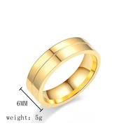 Bague en acier inoxydable 6 mm, design rainuré poli, en stock, style minimaliste, pour hommes et femmes