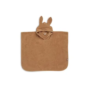 Bunny Ears Kids Hooded Towel Organic Cotton Baby Bath Towel Large Size Kids Poncho Towel