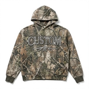 Sweat à capuche personnalisé pour homme, imprimé strass, coupe classique, style hip-hop, en molleton 100 % coton respirant, doublé, pour l'hiver - Product Image 3