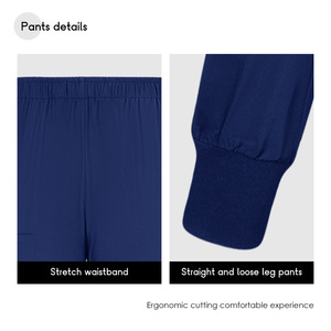 Men's <b>Scrub</b> Set <b>Blue</b> V-Neck Short Sleeve Pants Moisture Wicking Hospital Uniform Workwear - Product Image 4