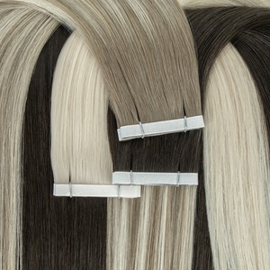 Extensiones de Cabello Humano Virgen Ruso con Cinta Adhesiva Invisible de 24 Pulgadas, Cabello Remy Indio (Color Claro) - Product Image 1
