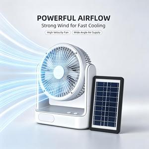 Ventilador solar portátil para exteriores en oferta, con USB y luz, ventilador recargable con paneles solares. - Product Image 5