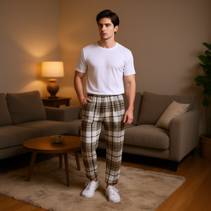 Pantalons de pyjama à carreaux pour hommes, 100% coton flanelle, pantalons décontractés pour la maison avec poches, coupe douce et confortable - Product Image 2