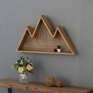 Scaffale galleggiante moderno rustico geometrico montagna bambù e struttura in legno vendita calda - Product Image 3