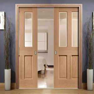 Kit de Puertas Corredizas de <span class=keywords><strong>Madera</strong></span> con Diseño Personalizado para Exteriores, Sistema de <span class=keywords><strong>Puerta</strong></span> Oculta con Vidrio para Interiores, con Cerradura - Product Image 3