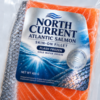 Étiquettes personnalisées imprimées pour rouleaux de fruits de mer surgelés, autocollantes, résistantes à l'eau et au froid, pour emballage alimentaire et marquage de produits.