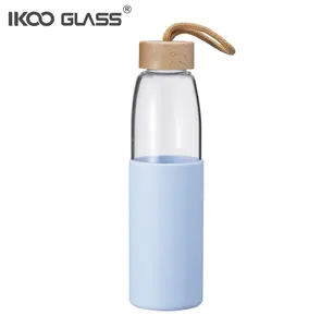 China Manufacturing Dishwasher Safe BPA Free Water Bottle Bamboo Lid With Protective Silicone Sleeve