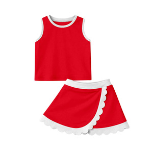 Conjunto de yoga sin mangas para niña, con falda, estampado a cuadros morado y amarillo, para niñas pequeñas activas, venta al por mayor, GSD4015 CUSTOM - Product Image 6