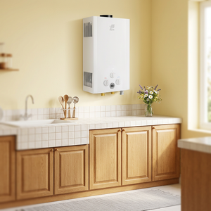 Chauffe-eau à gaz 18L à évacuation naturelle, sans réservoir, mural, en cuivre, pour usage domestique, classe d'efficacité énergétique C - Product Image 1