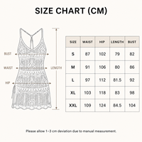 Robe courte femme en crochet ajouré à col rond, bretelles spaghetti, ourlet festonné, fente latérale, cache-maillot de plage