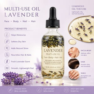 Mélange d'huile essentielle de lavande, huile corporelle naturelle, huile hydratante pour cheveux, soin de la peau pour femmes - Product Image 3