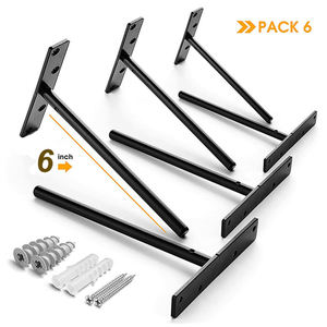 Supports d'étagère flottante invisibles en fonte noire de 6 pouces, robustes, décoratifs, pour fixation murale discrète - Product Image 2