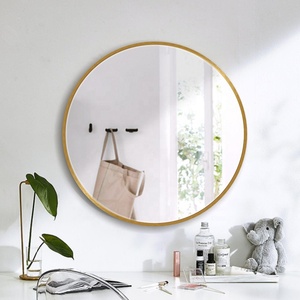 Moderno elegante specchio a forma di vassoio rotondo con cornice dorata opaca 6mm di spessore <span class=keywords><strong>porta</strong></span> della doccia del <span class=keywords><strong>bagno</strong></span> con Product-DKR01 calda in alluminio spazzolato - Product Image 1