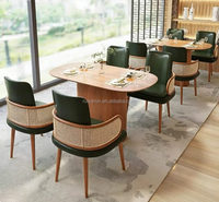Ensemble de mobilier commercial moderne pour restaurant, café, canapé en rotin, cuir massif et bois pour restaurant