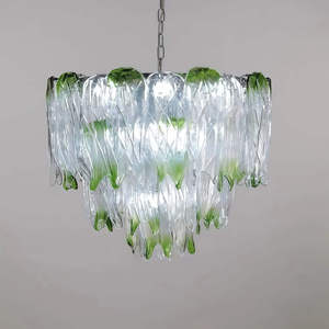 Lámpara Colgante Moderna de Vidrio, Forma de Tambor Redondo, Pantalla Verde Degradado, Bombilla LED E27 2700K Blanco Cálido para Sala de Estar - Product Image 2