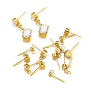 20 pezzi in acciaio inox 3 4 5 6mm zircone orecchini Post con gancio per fai da te orecchini per fare gioielli prodotti all'ingrosso - Product Image 1