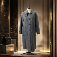 Manteau coupe-vent en mélange de laine et de cachemire avec grandes poches avant, vêtement d'extérieur pour femme, idéal pour les courses hivernales