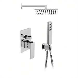 Kit de ducha cromado Kyra 1 con cabezal de lluvia y rociador de mano, 28 cm de ancho y 40 cm de largo, juego de baño - Product Image 3