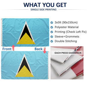 Флаг Сент-Люции 3x5 футов (90x150 см), полиэстер, односторонняя печать, латунные люверсы, двойная строчка, оптовая продажа - Product Image 3