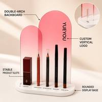 Support de présentation de maquillage et de rouge à lèvres en acrylique pliable, moderne, écologique, recyclable, en forme d'arche rose dégradé