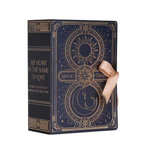 3D Flip for Book Square <b>Box</b> Fairy Tale Luxury Gold Foil Recyclable <b>Wedding</b> Chocolate Holder Ribbon Birthday/Anniversary <b>Gift</b> - Product Image 1
