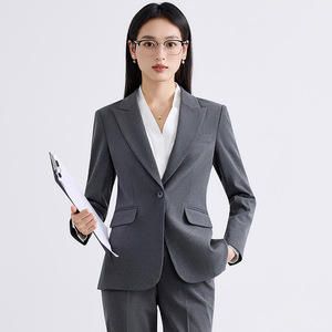 Women's Business Suit Jacket Autumn Winter Slim Fit Anti-Wrinkle Wool <b>Blend</b> Formal Workwear Professional Office Wear - Product Image 1