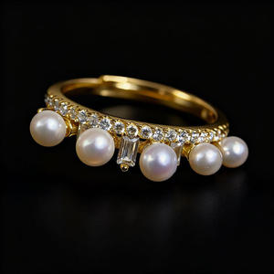 10748DIY Soporte para Joyas de Plata para Mujer, Anillo de Plata S925 con Múltiples Cuentas de 3-5mm, Accesorios de Perlas, Tecnología de Incrustación de Garras - Product Image 2