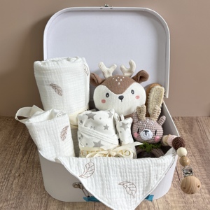 9ピース/セット2025新着新生児シャワーギフトセットベビーブランケットヘアブラシ歯が生えるラトルモスリンおくるみベビー寝袋ギフト - Product Image 6