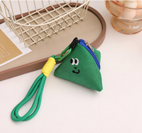 Porte-monnaie à fermeture éclair motif dessin animé, mini sac à main avec cordon de cou réglable, couleurs assorties, usage quotidien