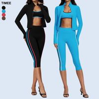 Nouvel ensemble de yoga pour femme : veste à col montant et soutien-gorge de sport croisé au dos, haute élasticité, respirant, séchage rapide, tenue de sport active