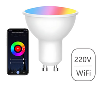 Foco LED Inteligente con Sensor, CA 110V/220V, RGBCW, 5W/7W/9W, MR16, GU10, Control Remoto, Wi-Fi, Regulable, Compatible con Tuya y Alexa, Cristal
