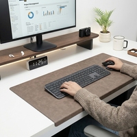 Tapis de souris de bureau grand format antidérapant couleur personnalisée XXL en cuir avec bords cousus