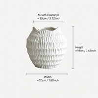 Vase en céramique côtelé moderne, blanc texturé, vase décoratif pour fleurs, décoration de table, accessoires pour la maison de style Wabi-sabi nordique