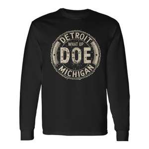 Camiseta de manga larga What Up Doe Detroit Michigan con diseño vintage - Product Image 1