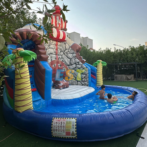 Fête commerciale cavaliers rebond maison toboggan été chaud enfants Pirate thème toboggan gonflable avec grande piscine Splash - Product Image 2