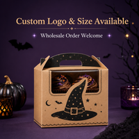 Boîte à cupcakes en kraft personnalisée avec impression de chapeau de sorcière d'Halloween, boîte à cupcakes en papier avec fenêtre, emballage de boulangerie écologique en gros