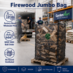 Bolsa para Leña Ventilada de 2000 kg, Saco Grande de Malla <span class=keywords><strong>Jumbo</strong></span> FIBC, Saco a Granel con Tratamiento UV, Reutilizable, Resistente, Saco de Leña - Product Image 1