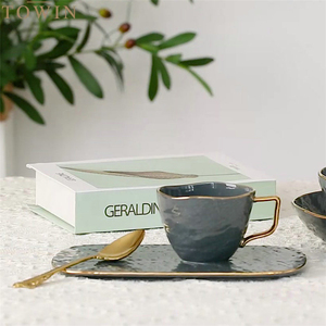 Turco moderno stile elegante oro cerchio decorazione smaltato personalizzato <span class=keywords><strong>porcellana</strong></span> <span class=keywords><strong>colazione</strong></span> cena <span class=keywords><strong>set</strong></span> - Product Image 4