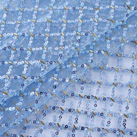Tissu en maille brodé de fleurs bleues à paillettes 100 % polyester doux pour robes de mariée et robes de soirée pour filles - Vente en gros