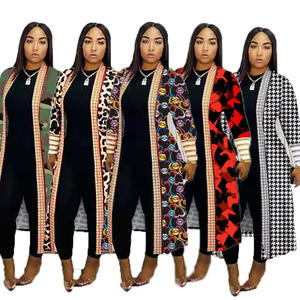 Manteaux d'automne tendance pour femmes, cardigan pour femmes, imprimé, manches longues, cardigan en tricot, pull long pour femmes - Product Image 2