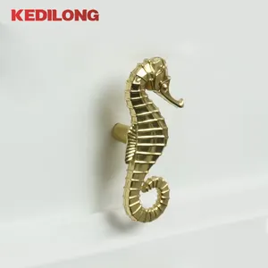 Brass Nordic vintage seahorse brass pull handle furniture hardware brass knob Mediterranean Ocean series cabinet handle L5035