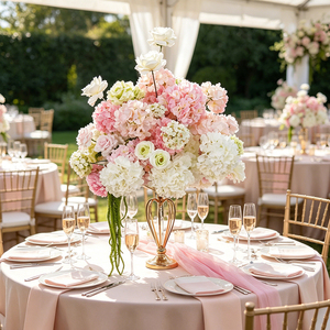 Bola de flores de hortensia rosa de nuevo estilo para decoración de bodas, centro de mesa de rosas artificiales de seda. - Product Image 1