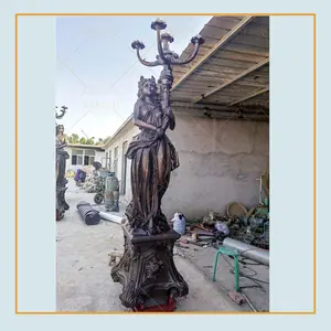 2024 gran oferta estatua de bronce de Ángel figura lámpara de escultura desnuda para decoración de jardín