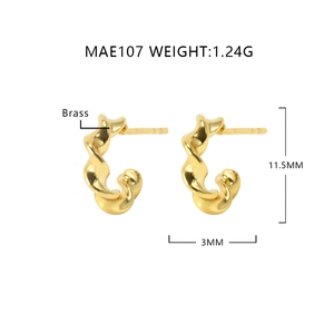 Pendientes de Oro Chapado Brillante Vintage, Impresionantes y Gruesos con Diseño Trenzado para Mujer - Product Image 2