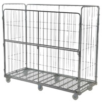 Chariot industriel robuste personnalisable à quatre roues en acier, pliable, avec structure de conteneur de stockage, capacité de charge de 500 kg, revêtement en poudre