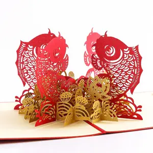 Chinese Style Greeting Cards New Year's greeting card New Year's fish 3d greeting card