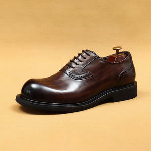 Chaussures en cuir décontractées d'affaires chaussures Oxford peintes rétro britanniques en cuir véritable pour hommes avec bout rond et grande taille pour hommes - Product Image 6