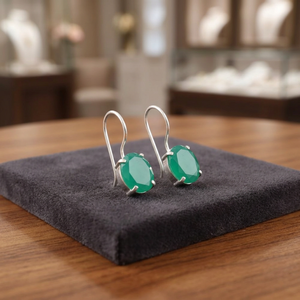 Pendientes de Piedra Preciosa de Ónix Verde de Diseño 2026, en Plata de Ley 925, para Mujeres y Niñas - Product Image 1